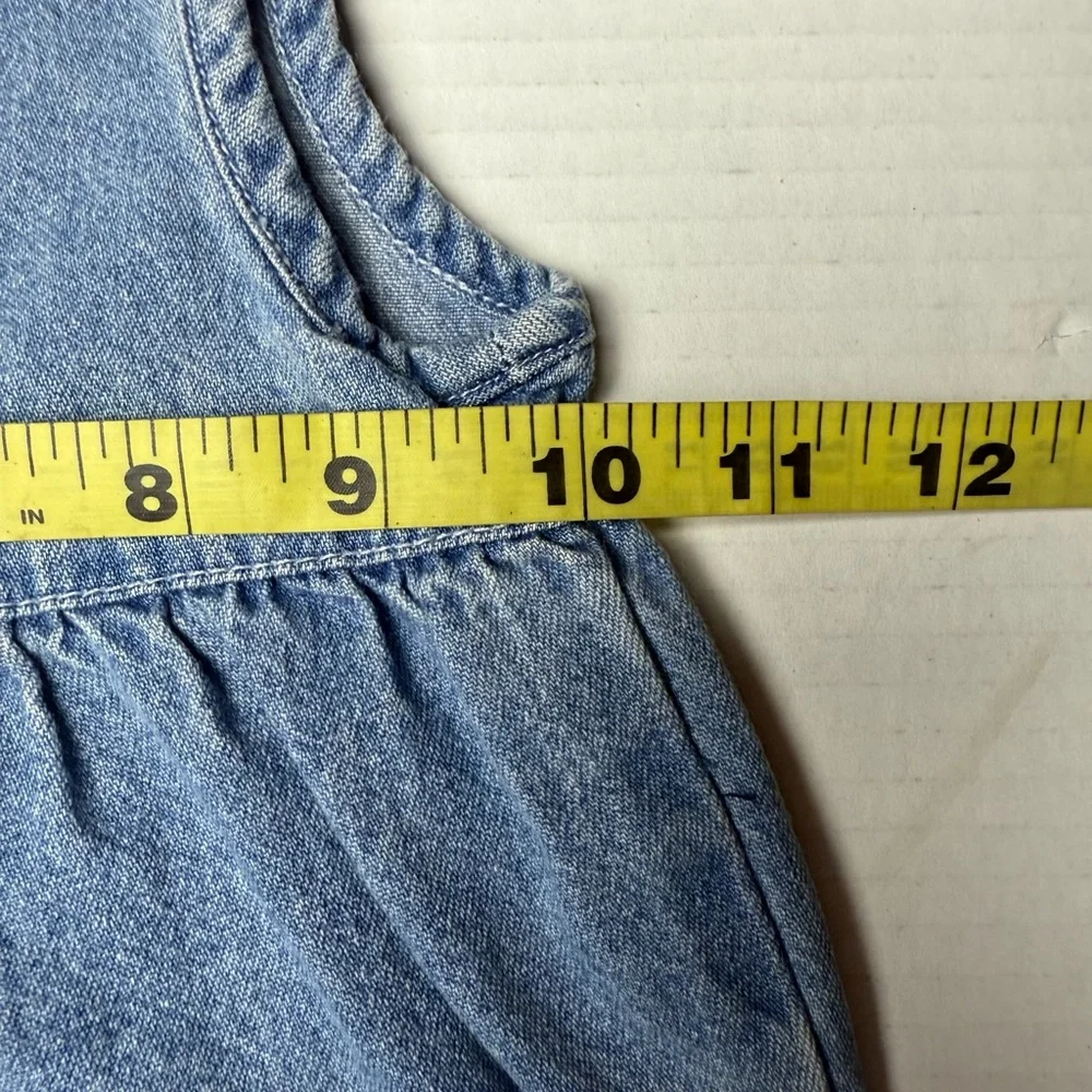 Vintage Old Navy Baby 3 - 6 Months Denim Jean Overall Embroidered Floral 90s Y2K